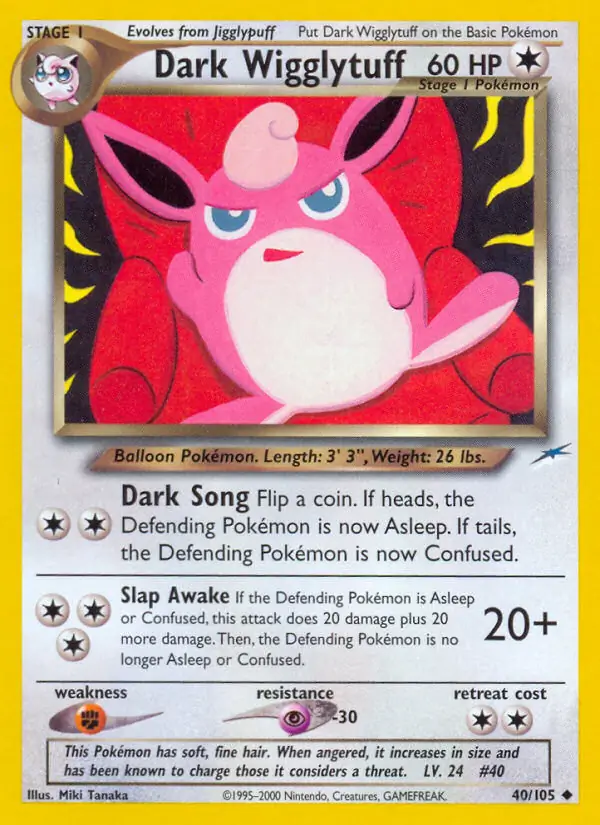 Dark Wigglytuff Pokemon card from Neo Destiny