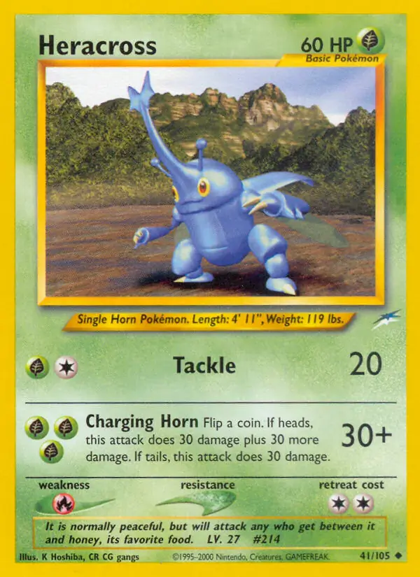 Heracross Pokemon card from Neo Destiny