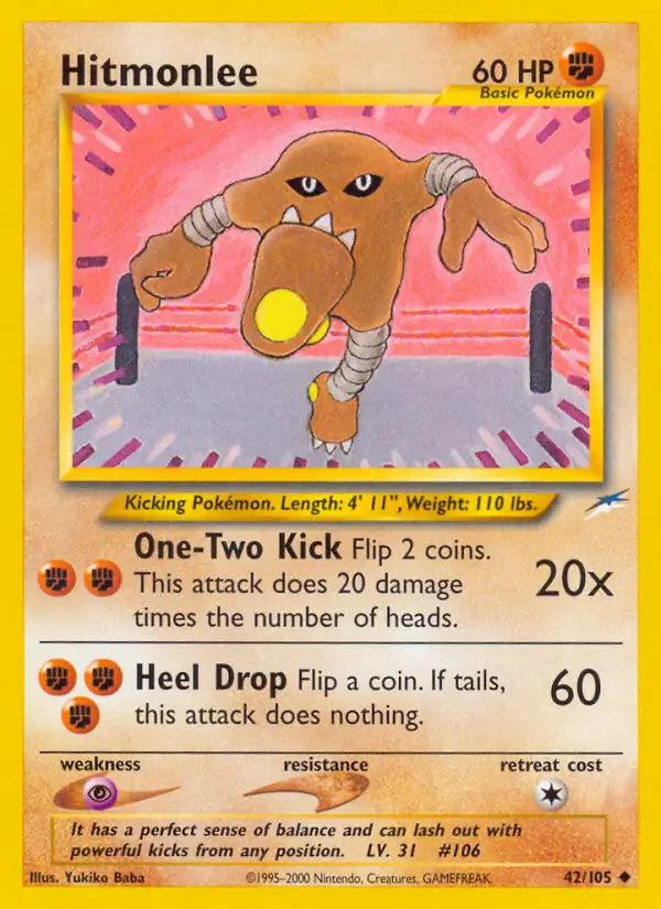 Hitmonlee Pokemon card from Neo Destiny