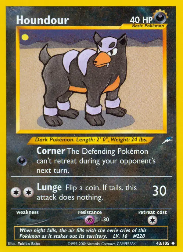Houndour Pokemon card from Neo Destiny