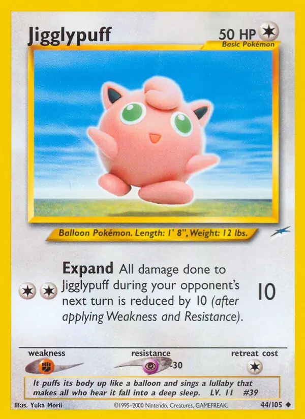 Jigglypuff Pokemon card from Neo Destiny