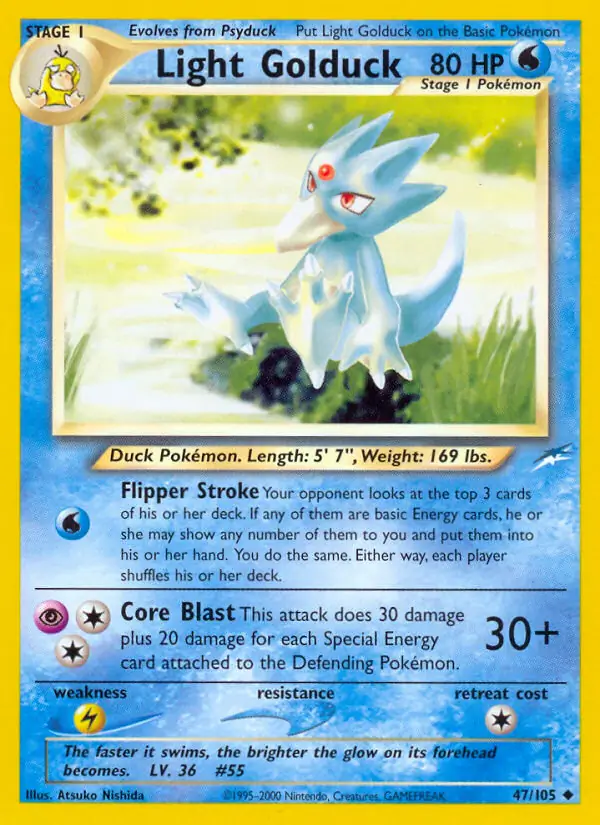 Light Golduck Pokemon card from Neo Destiny
