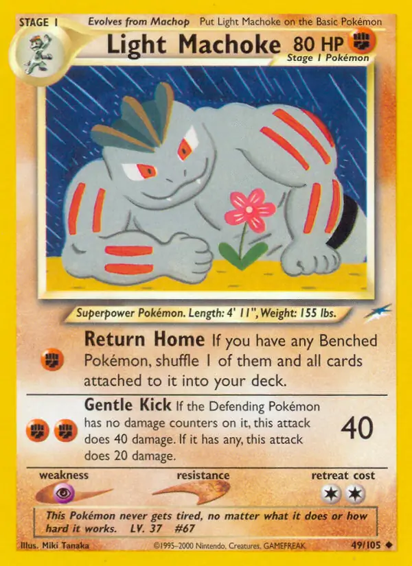 Light Machoke Pokemon card from Neo Destiny