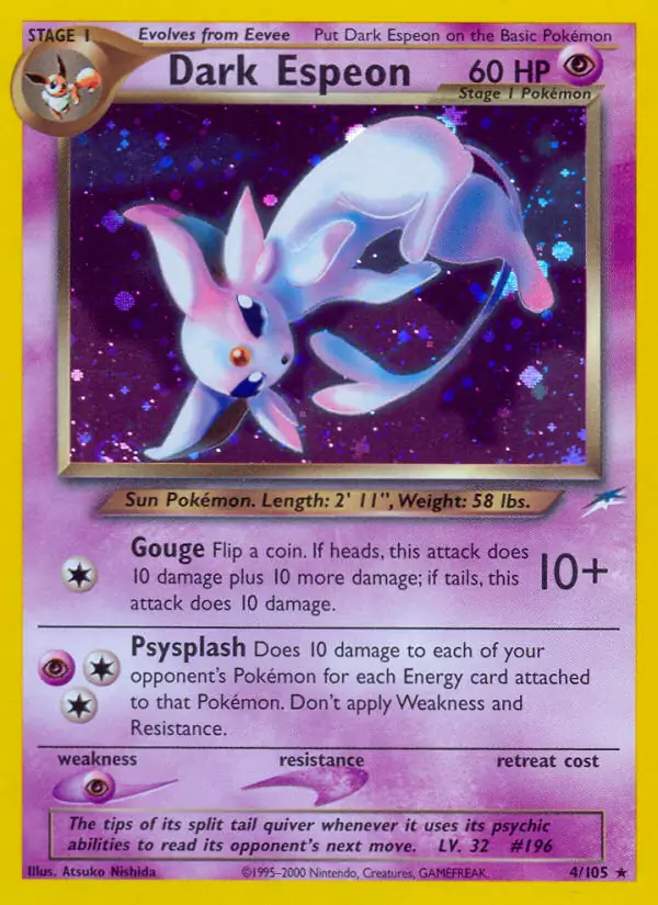 Dark Espeon Holo Pokemon card from Neo Destiny