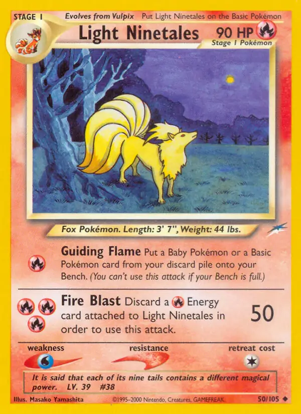 Light Ninetales Pokemon card from Neo Destiny