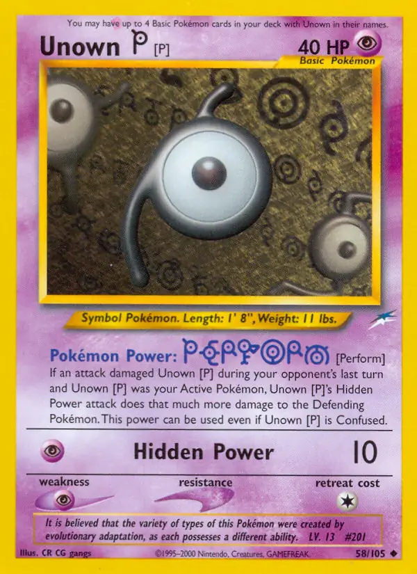 Unown [P] Pokemon card from Neo Destiny