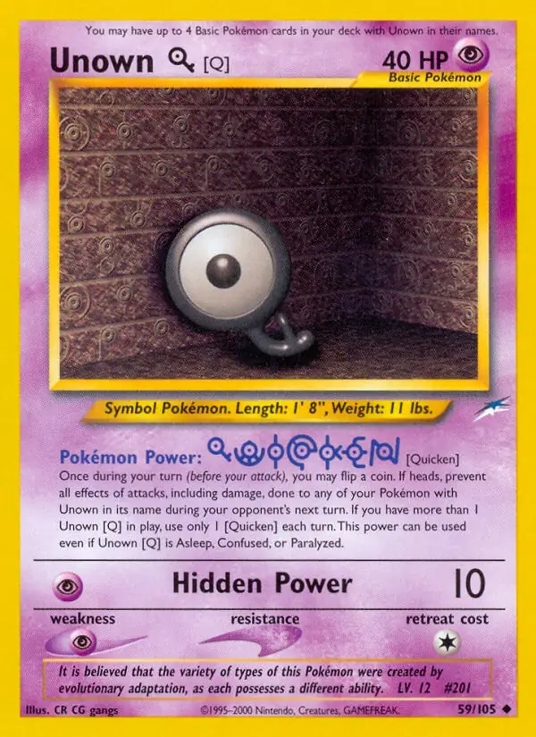 Unown [Q] Pokemon card from Neo Destiny
