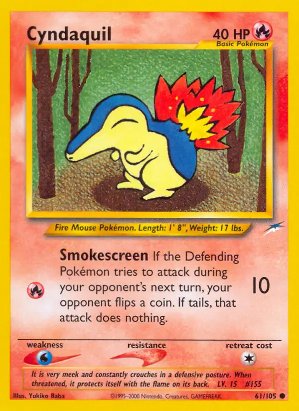 Cyndaquil Pokemon card from Neo Destiny