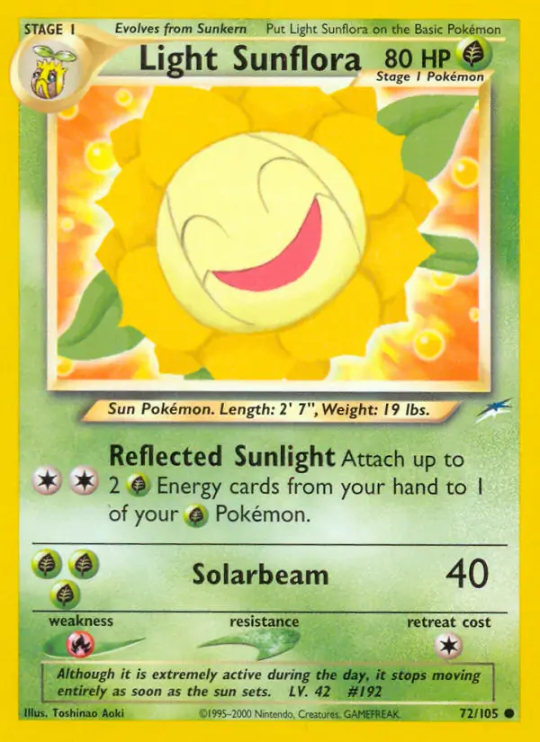 Light Sunflora Pokemon card from Neo Destiny