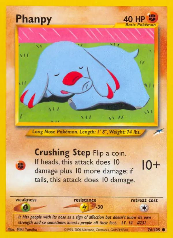 Phanpy Pokemon card from Neo Destiny