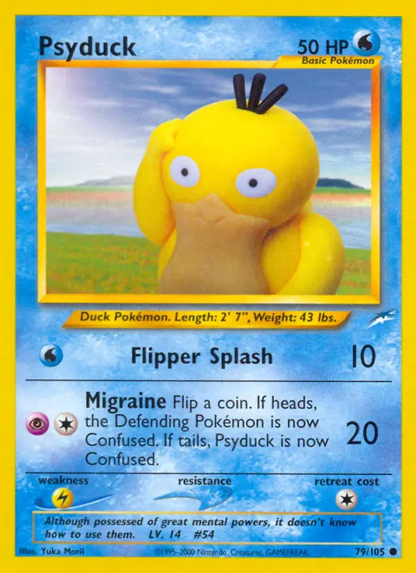 Psyduck Pokemon card from Neo Destiny