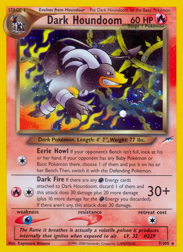 Dark Houndoom Holo Pokemon card from Neo Destiny