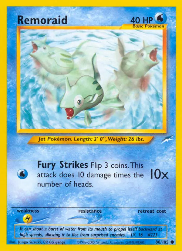 Remoraid Pokemon card from Neo Destiny
