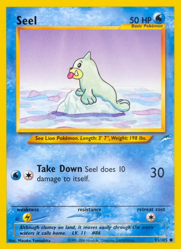 Seel Pokemon card from Neo Destiny