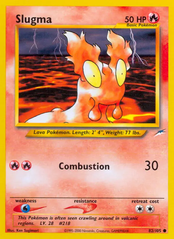 Slugma Pokemon card from Neo Destiny