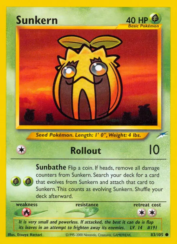 Sunkern Pokemon card from Neo Destiny