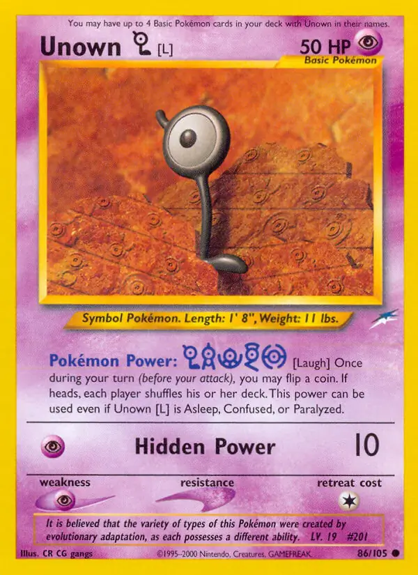 Unown [L] Pokemon card from Neo Destiny