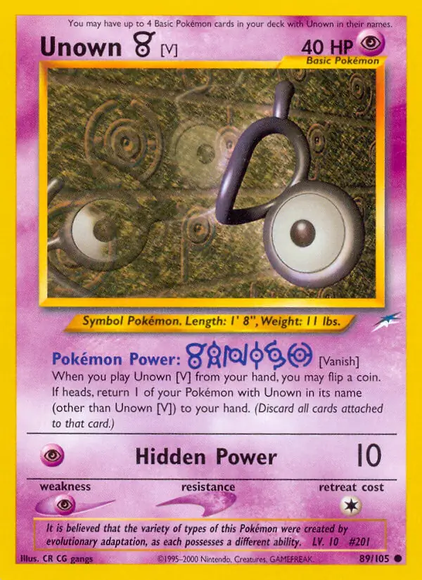 Unown [V] Pokemon card from Neo Destiny