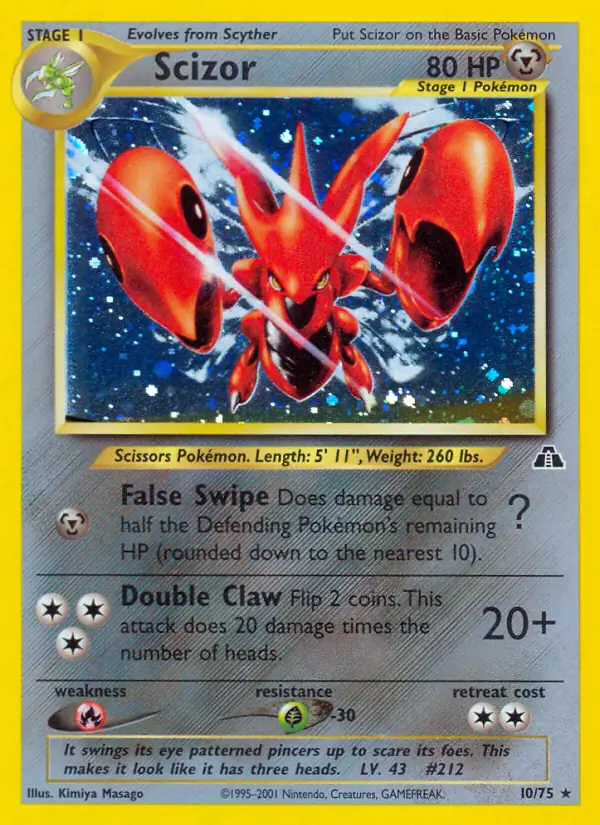 Scizor Holo Pokemon card from Neo Discovery