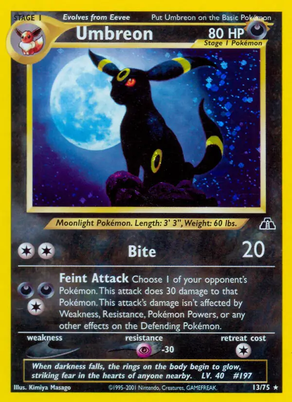 Umbreon Holo Pokemon card from Neo Discovery