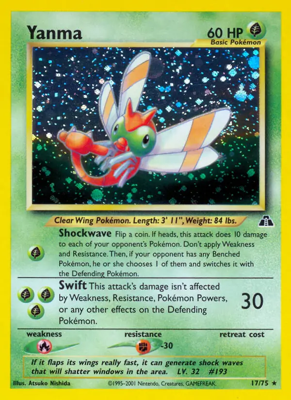 Yanma Holo Pokemon card from Neo Discovery