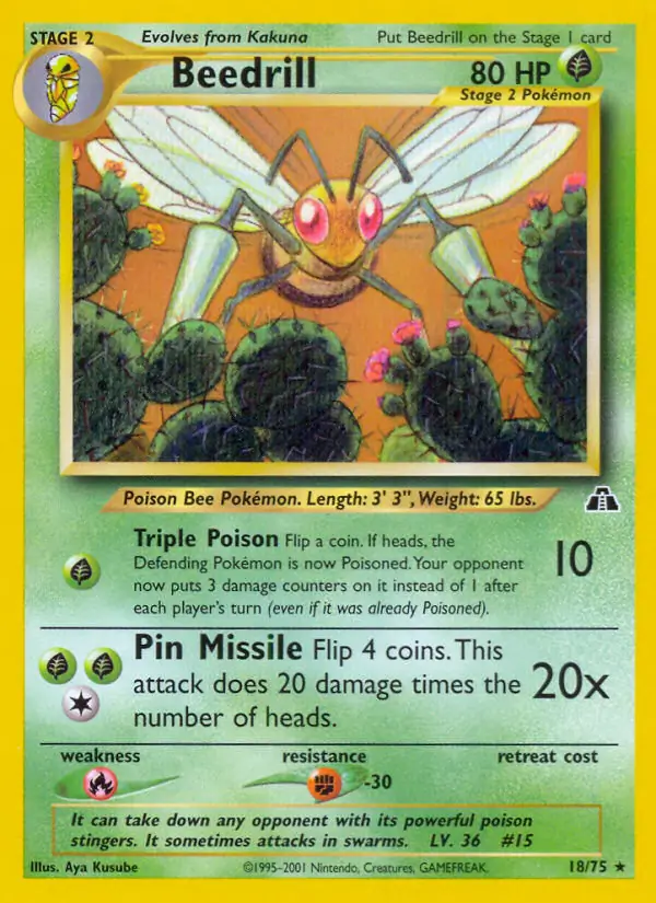 Beedrill Pokemon card from Neo Discovery