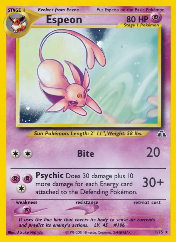 Espeon Holo Pokemon card from Neo Discovery