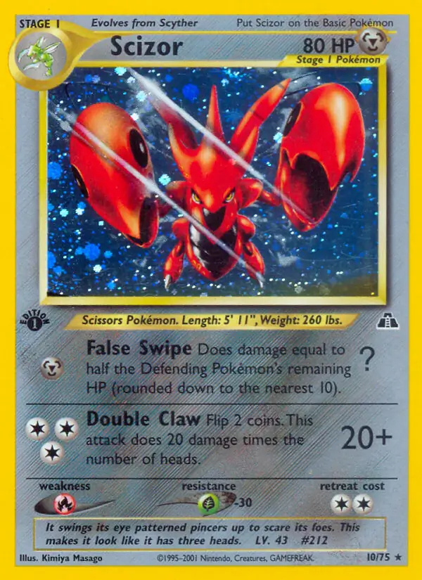 Scizor Holo Pokemon card from Neo Discovery 1st Edition