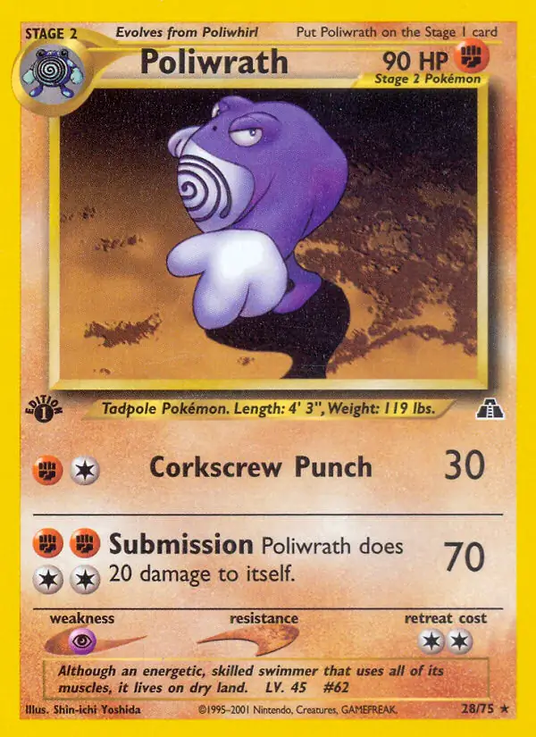 Poliwrath Pokemon card from Neo Discovery 1st Edition