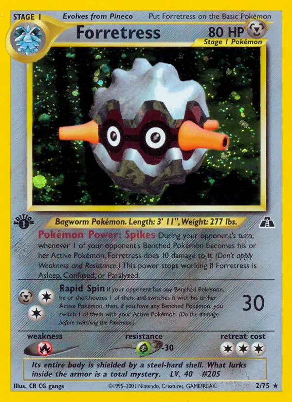 Forretress Holo Pokemon card from Neo Discovery 1st Edition