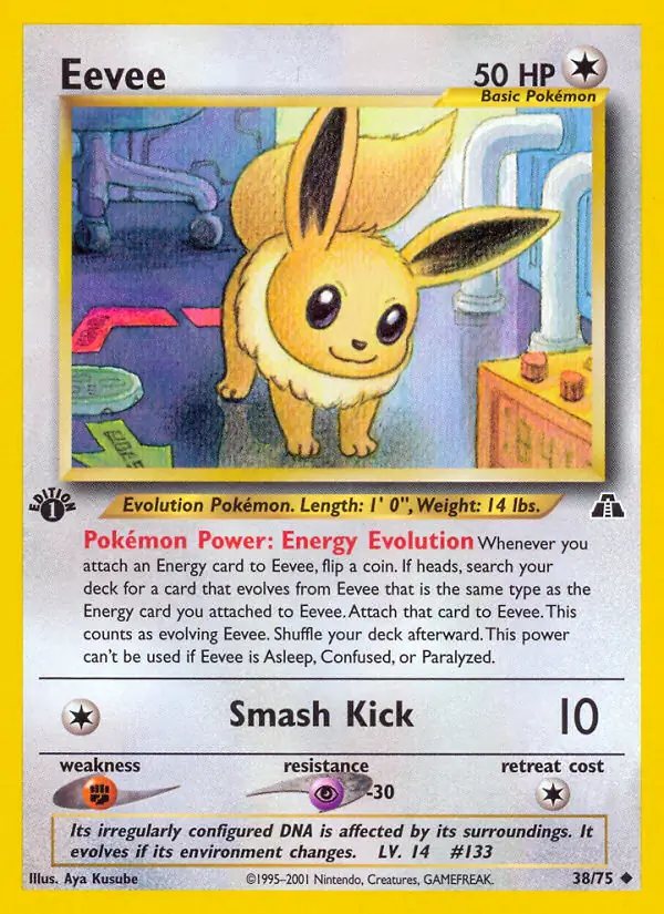 Eevee Pokemon card from Neo Discovery 1st Edition