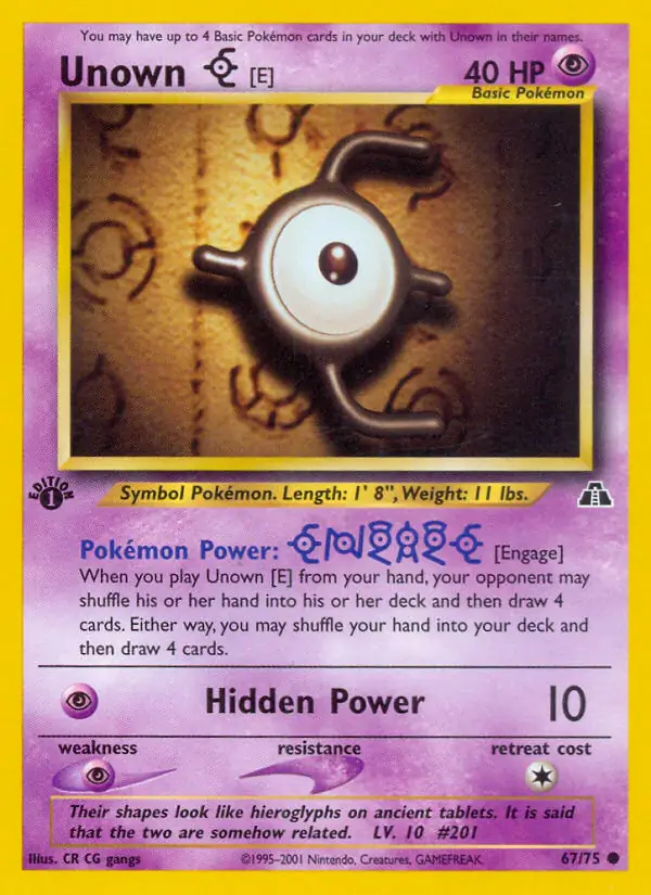 Unown [E] Pokemon card from Neo Discovery 1st Edition