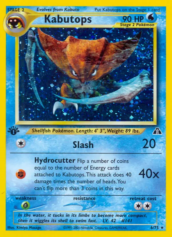 Kabutops Holo Pokemon card from Neo Discovery 1st Edition