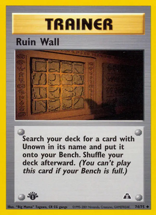 Ruin Wall Pokemon card from Neo Discovery 1st Edition