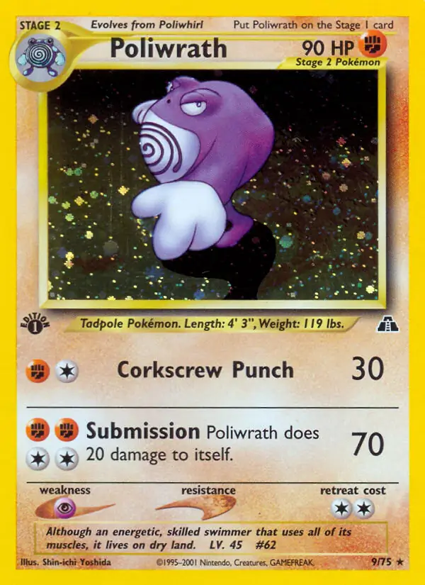 Poliwrath Holo Pokemon card from Neo Discovery 1st Edition