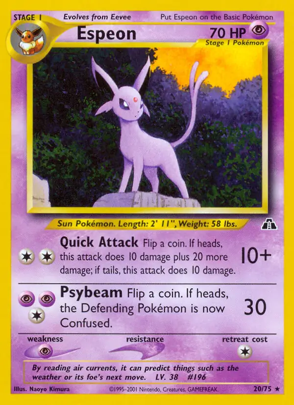 Espeon Pokemon card from Neo Discovery