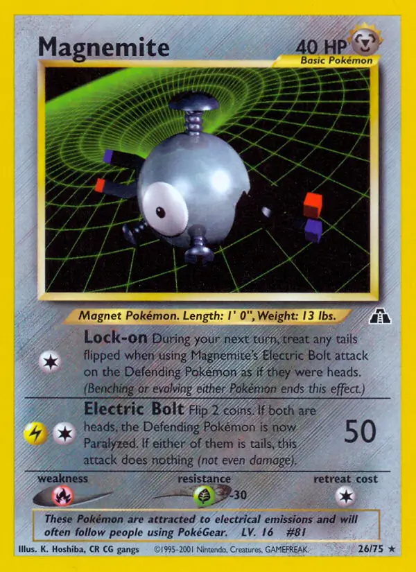 Magnemite Pokemon card from Neo Discovery