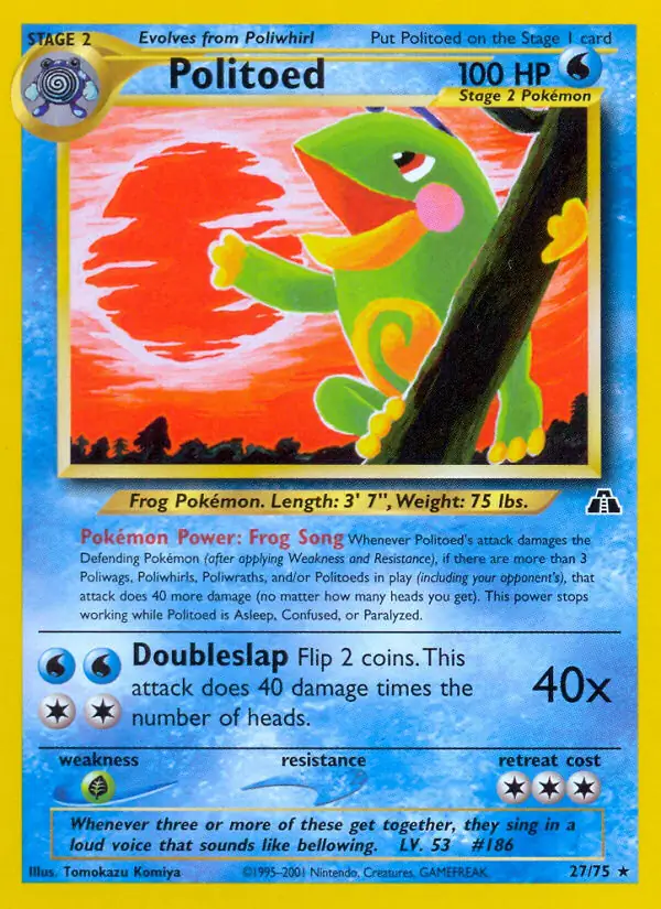 Politoed Pokemon card from Neo Discovery