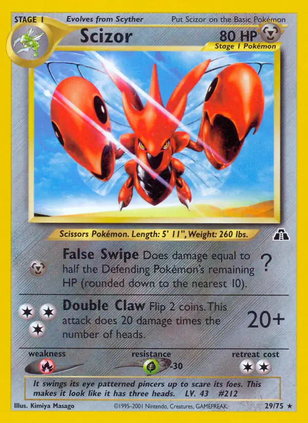 Scizor Pokemon card from Neo Discovery