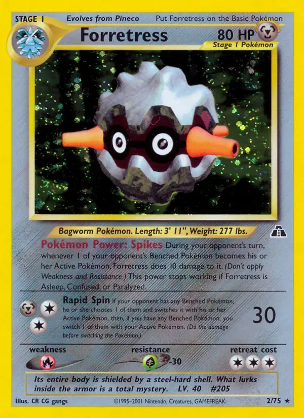 Forretress Holo Pokemon card from Neo Discovery