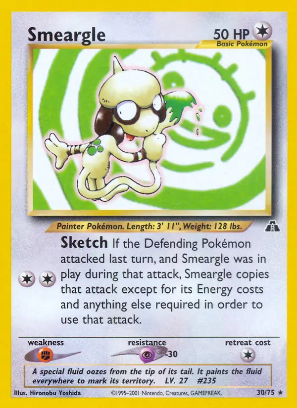 Smeargle Pokemon card from Neo Discovery