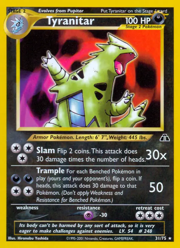 Tyranitar Pokemon card from Neo Discovery