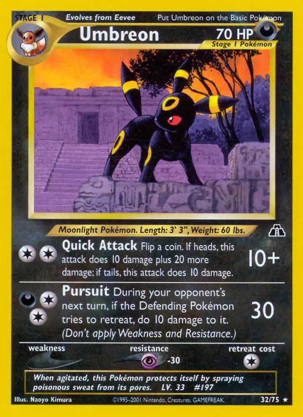 Umbreon Pokemon card from Neo Discovery