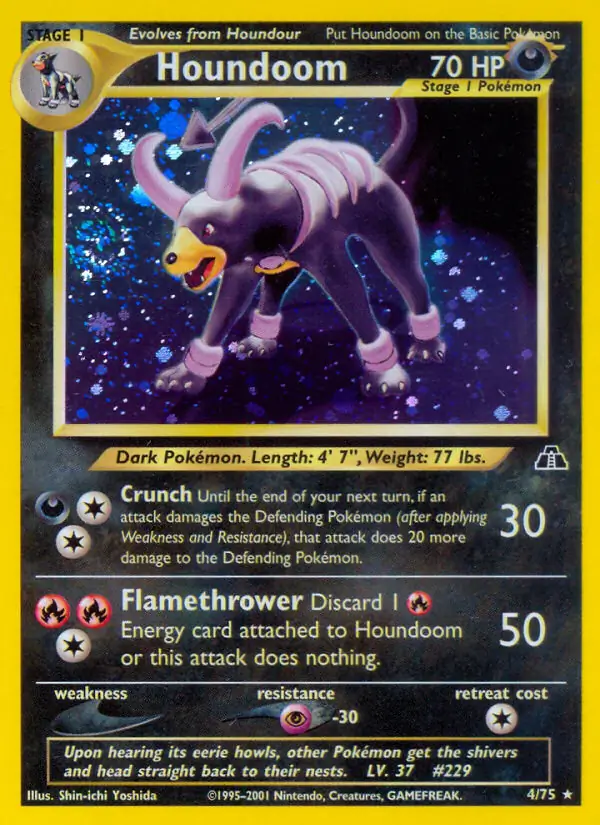 Houndoom Holo Pokemon card from Neo Discovery