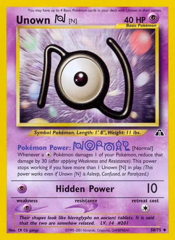 Unown [N] Pokemon card from Neo Discovery