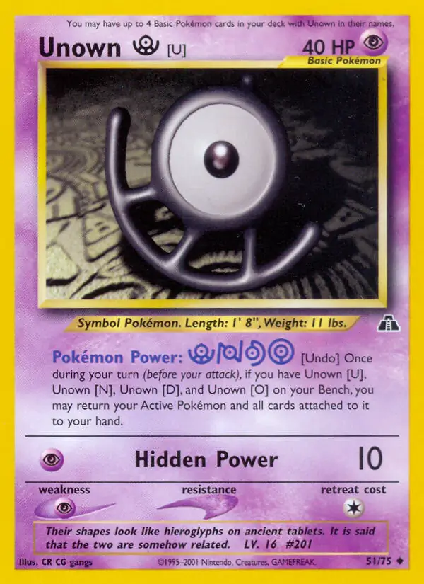 Unown [U] Pokemon card from Neo Discovery