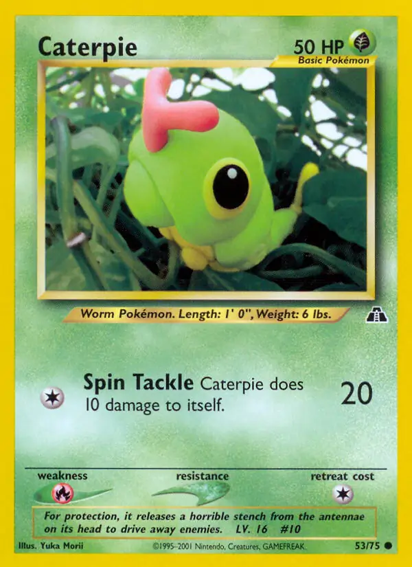 Caterpie Pokemon card from Neo Discovery