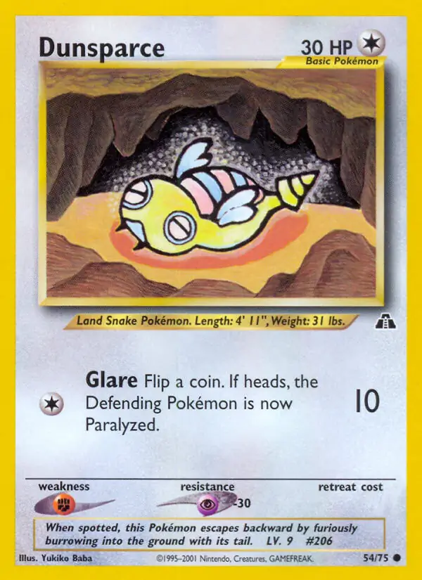 Dunsparce Pokemon card from Neo Discovery