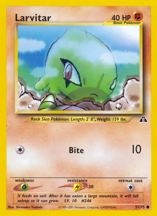 Larvitar Pokemon card from Neo Discovery