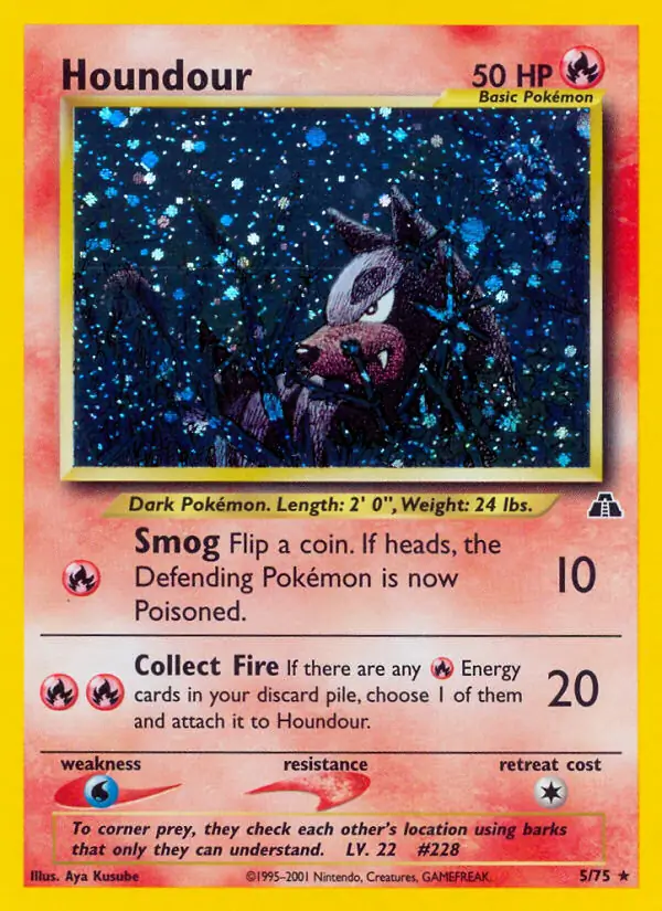 Houndour Holo Pokemon card from Neo Discovery